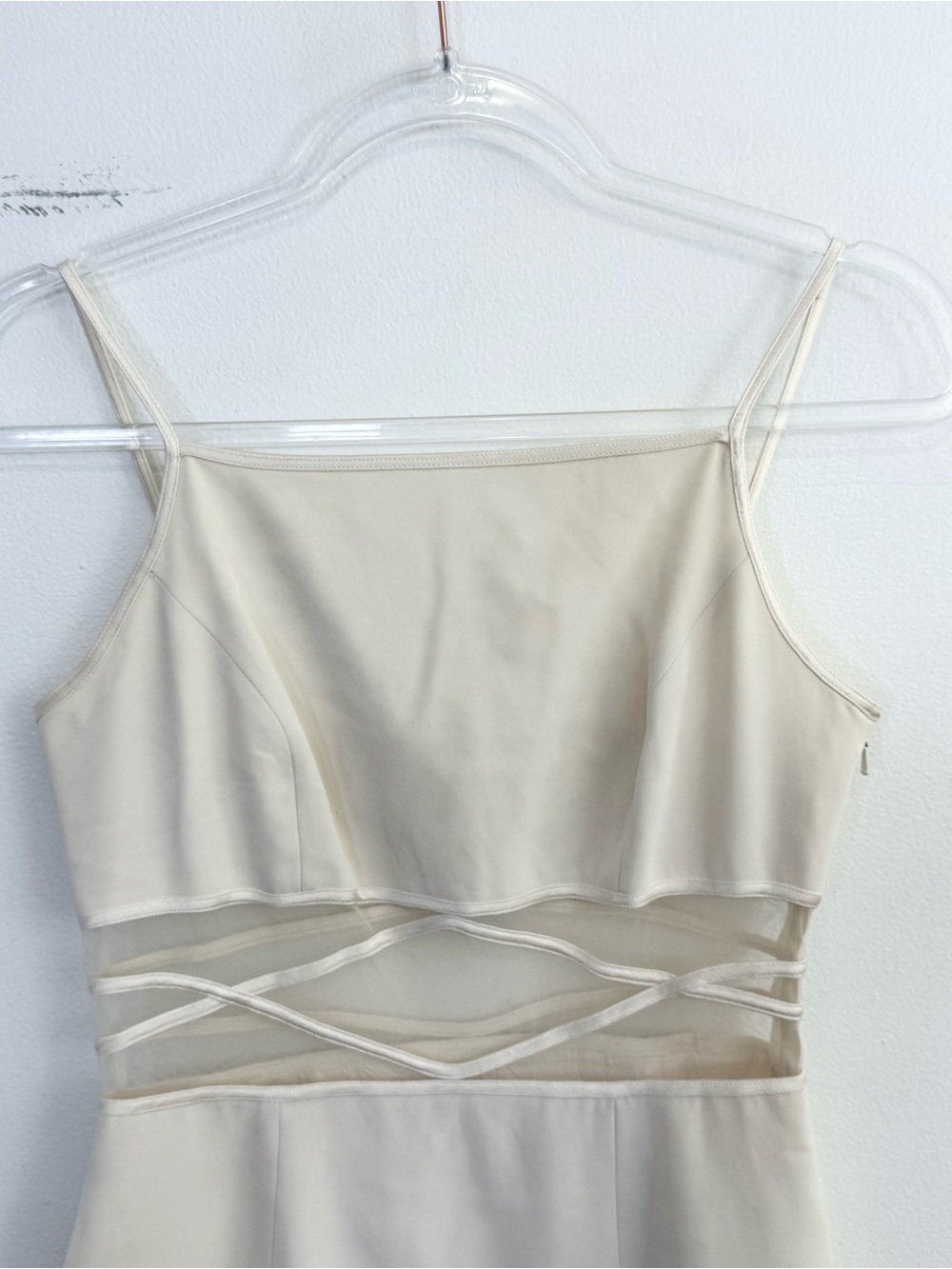 Vintage Y2K Cache Cream Mesh Cutout Mini Dress Size 4 - Picture 2 of 4